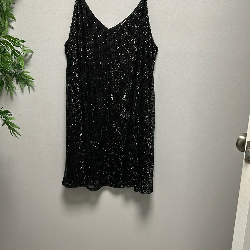Chic Soul Black Sequin Slip Dress V-Neck Cocktail